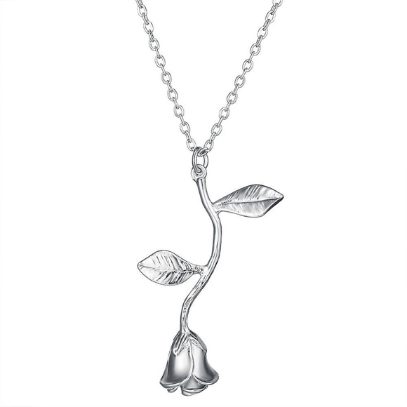2/$22 Silver Rose Necklace, Beautiful & Dainty, NEW - Picture 3 of 3